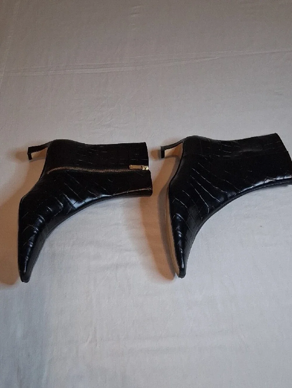 Michael Kors Black Croc-Embossed Square-Toe Ankle Booties